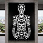 INVITATION | Respectful Female Bowing Minimalist Op Art Print | Modern Wall Art Luxury Decor