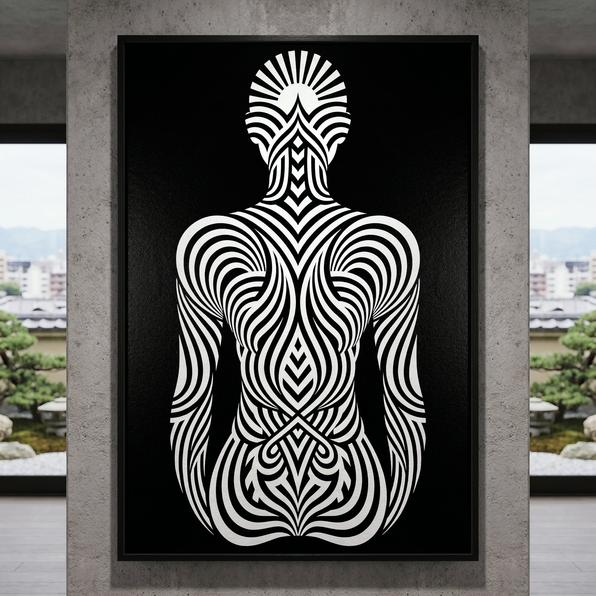 INVITATION | Respectful Female Bowing Minimalist Op Art Print | Modern Wall Art Luxury Decor