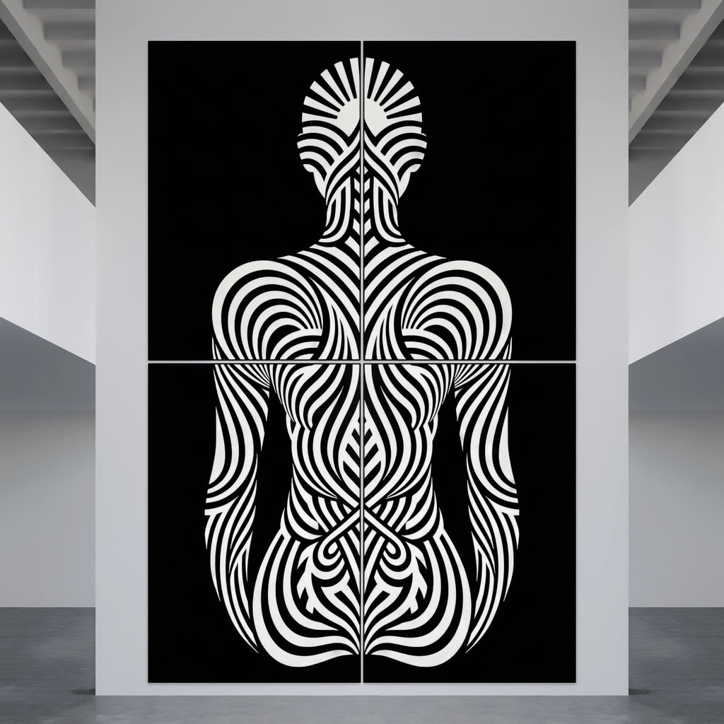 INVITATION | Elegant Minimalist Bowing Female Luxury Op Art | B&W Multi-Print Wall Art