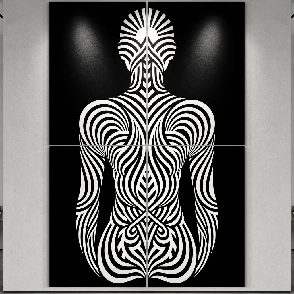 INVITATION | Minimalist Female Figure Op Art | B&W | 8K - 32K Prints
