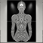 INVITATION | Minimalist Female Figure Op Art | B&W | 8K - 32K Prints