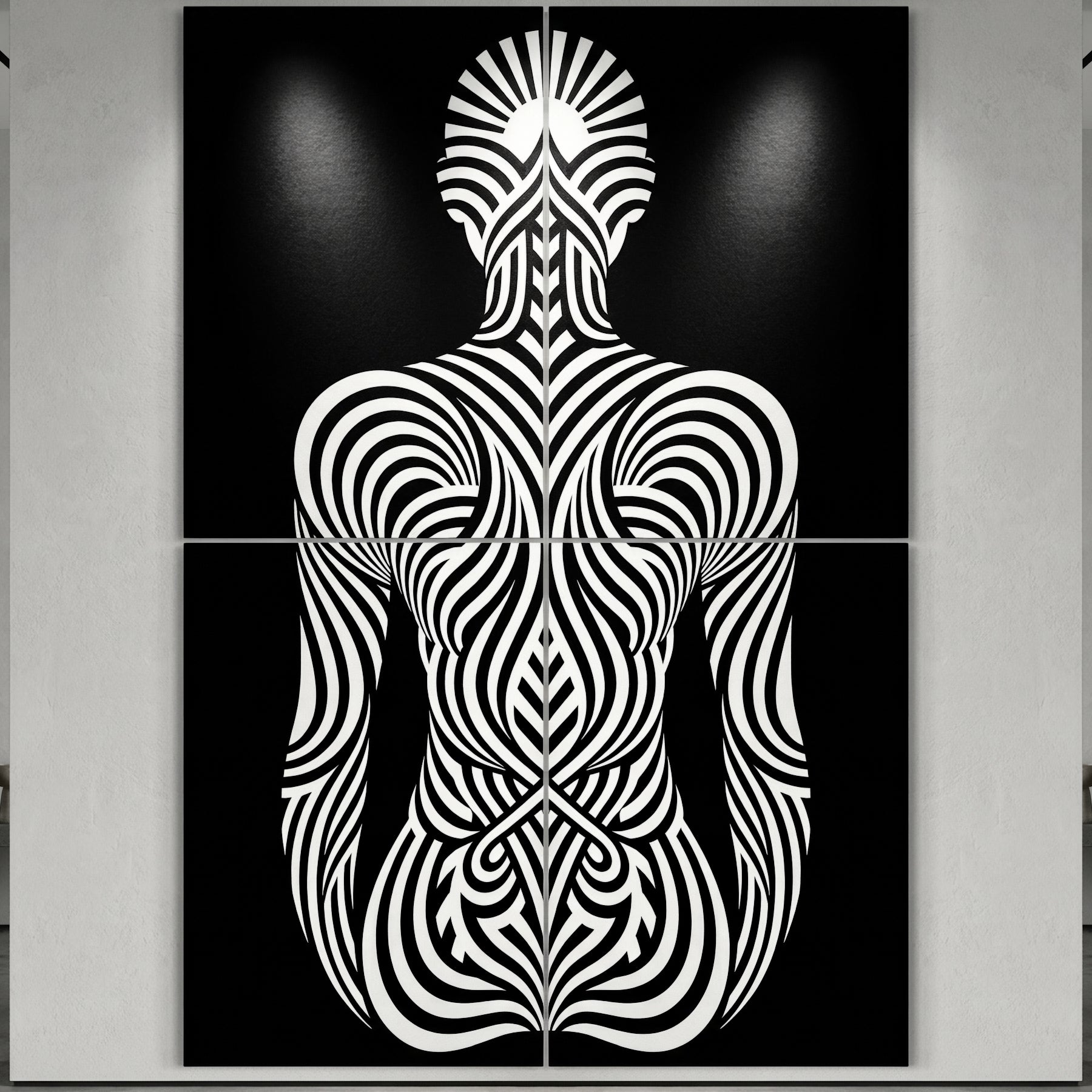 INVITATION | Minimalist Female Figure Op Art | B&W | 8K - 32K Prints