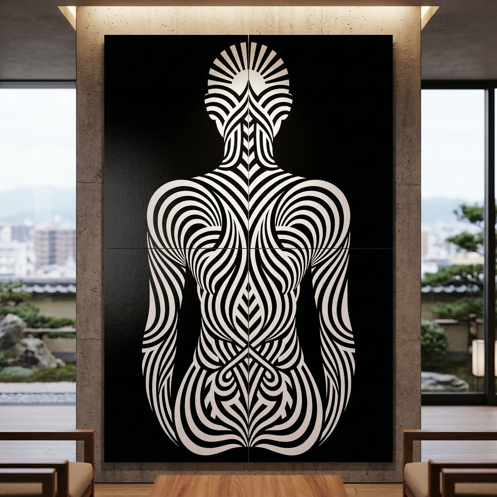 INVITATION | Minimalist Female Figure Op Art | B&W | 8K - 32K Prints