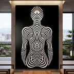 INVITATION | Minimalist Female Figure Op Art | B&W | 8K - 32K Prints