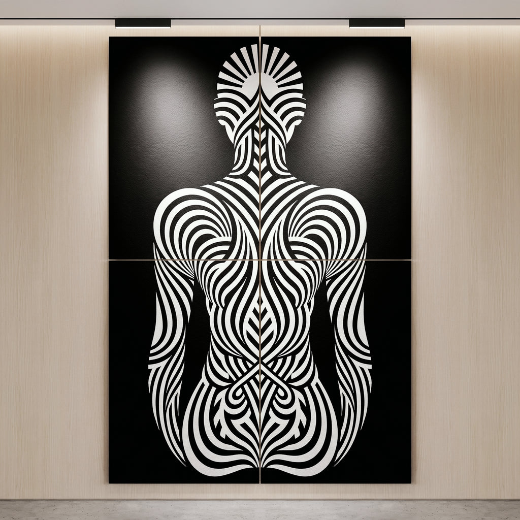 INVITATION | Minimalist Female Figure Op Art | B&W | 8K - 32K Prints