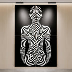 INVITATION | Minimalist Female Figure Op Art | B&W | 8K - 32K Prints