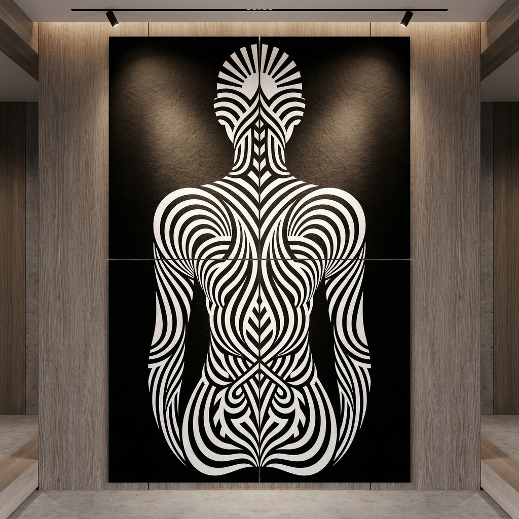 INVITATION | Minimalist Female Figure Op Art | B&W | 8K - 32K Prints