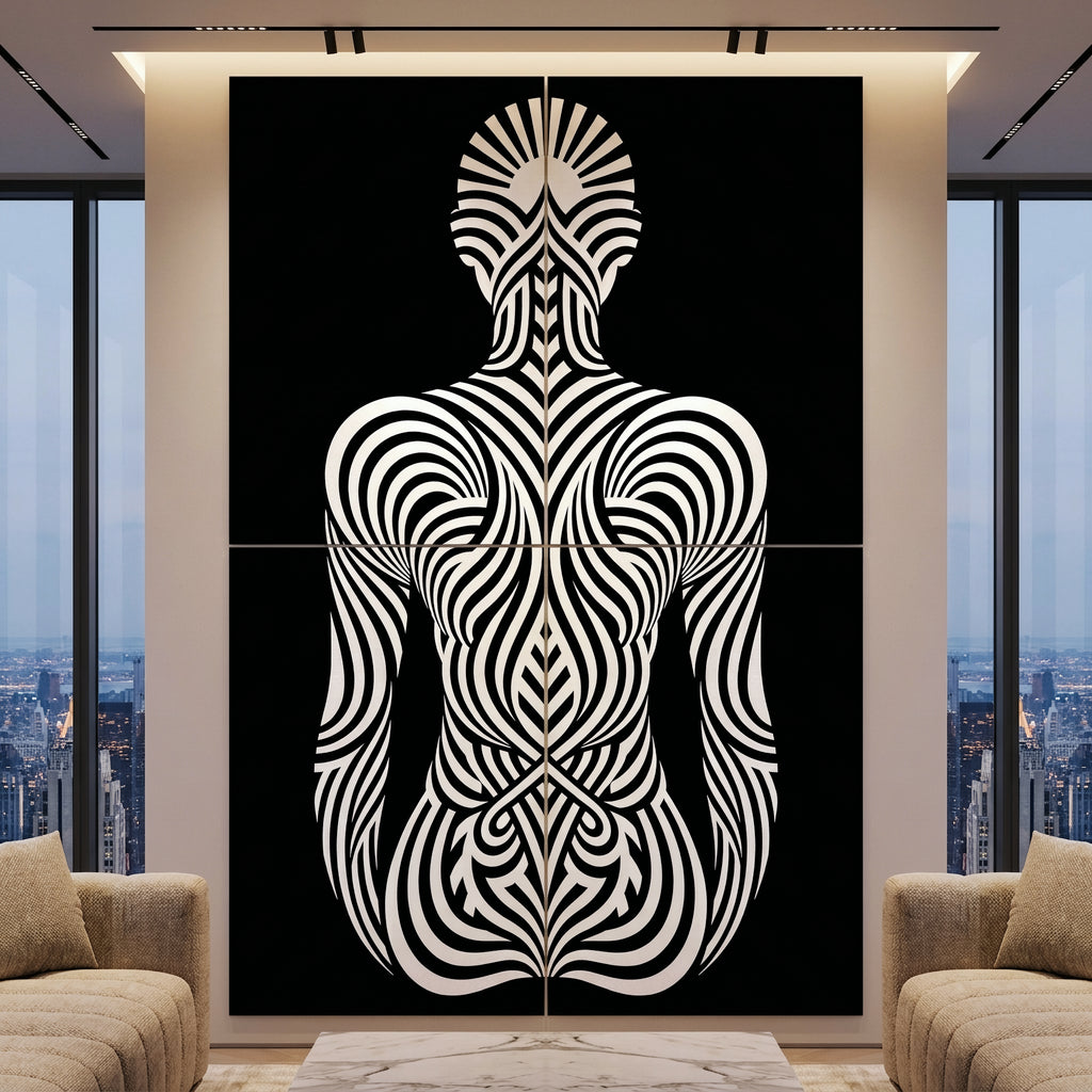 INVITATION | Minimalist Female Figure Op Art | B&W | 8K - 32K Prints