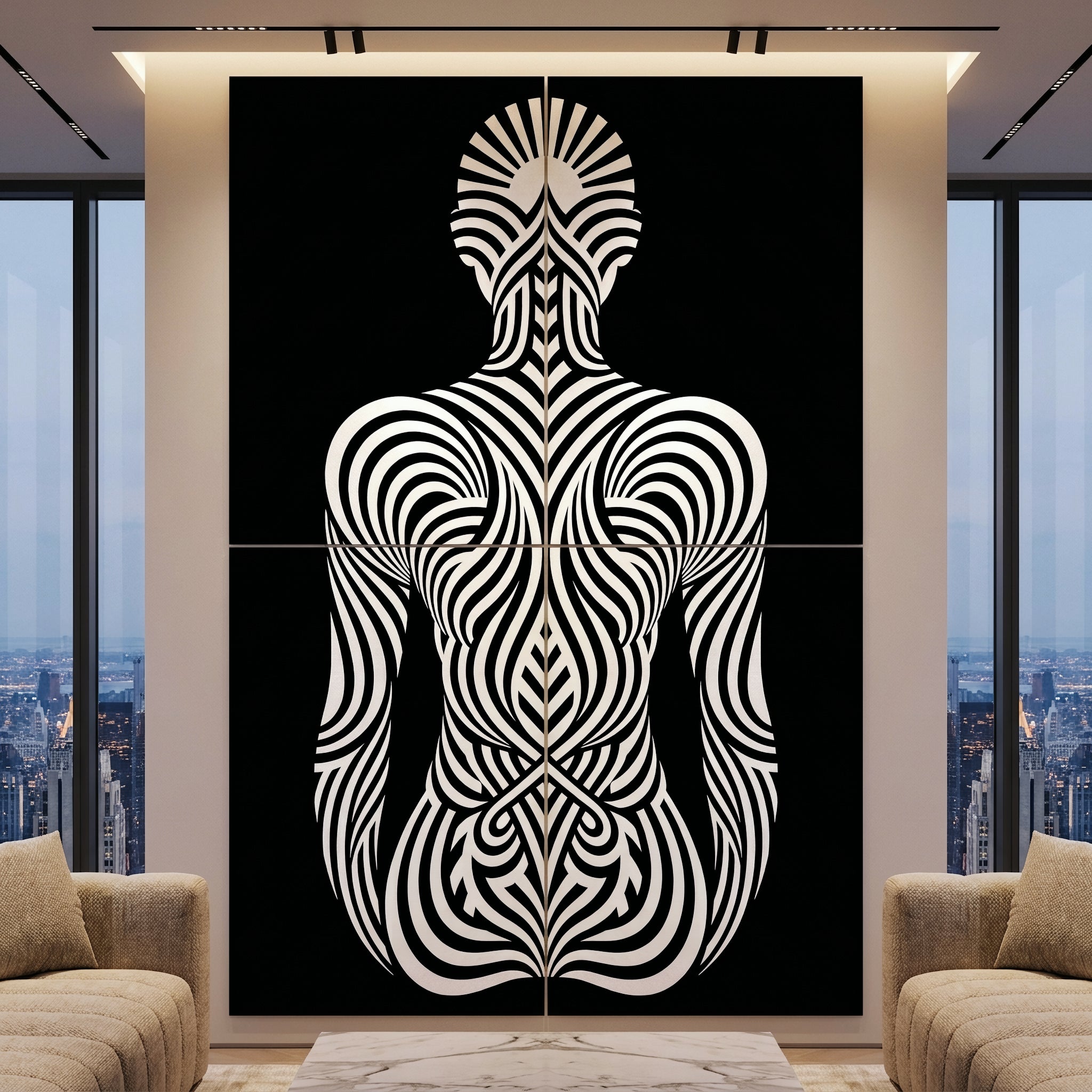 INVITATION | Minimalist Female Figure Op Art | B&W | 8K - 32K Prints