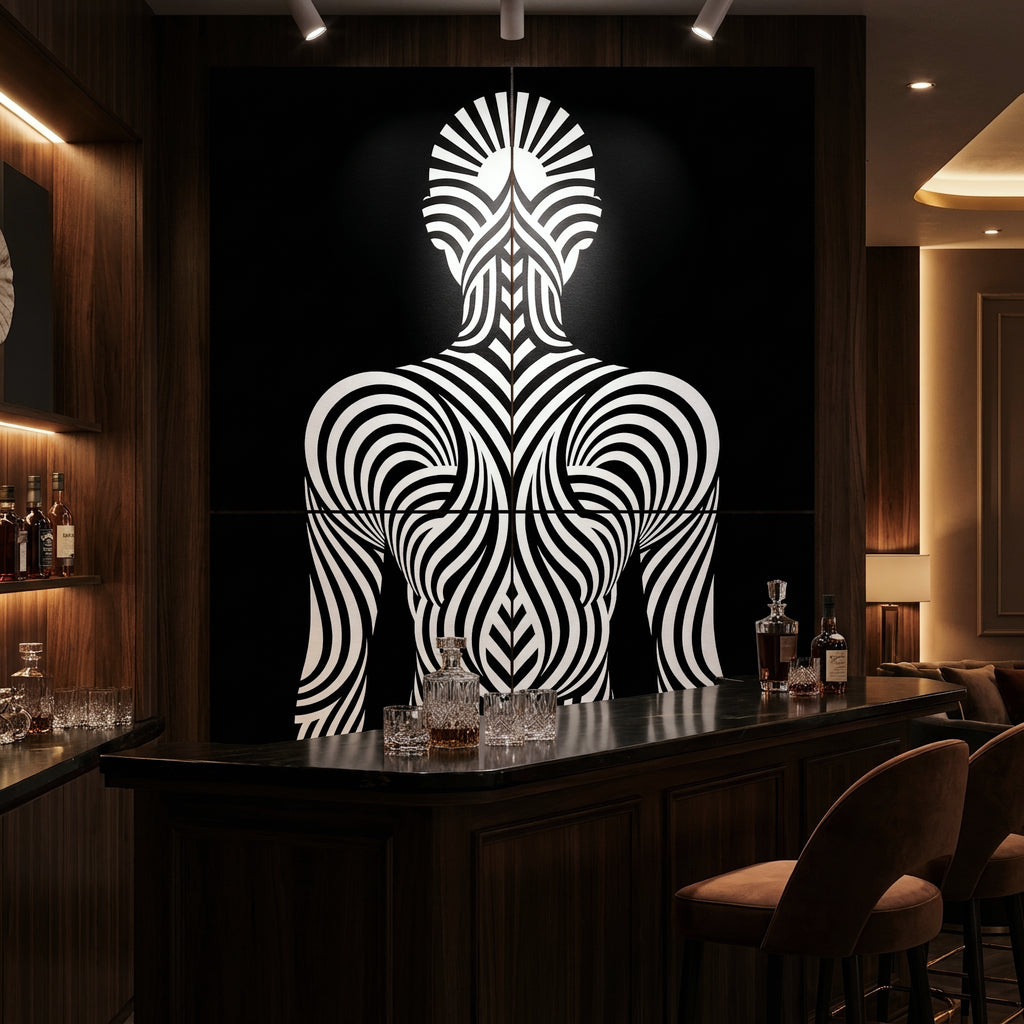 INVITATION | Minimalist Female Figure Op Art | B&W | 8K - 32K Prints