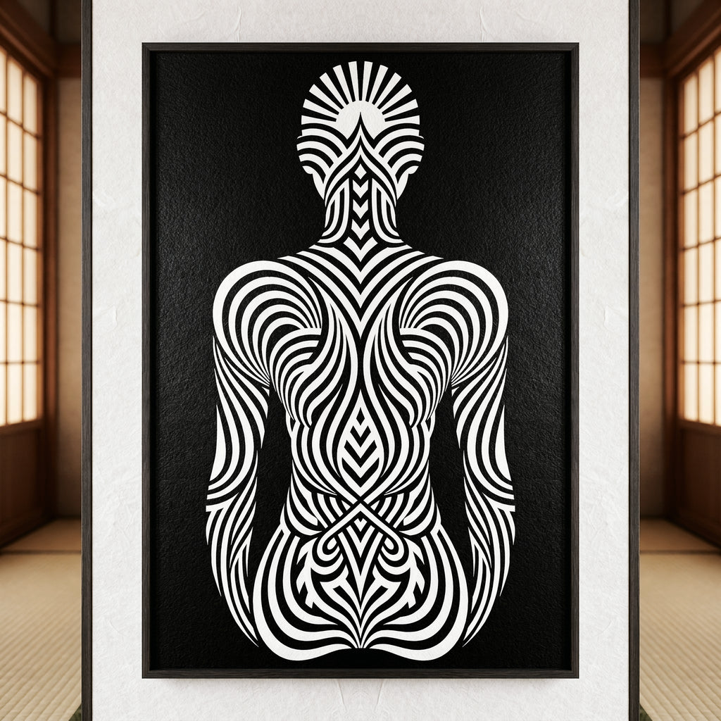 INVITATION | Minimalist Female Figure Op Art | B&W | 8K - 32K Prints