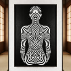 INVITATION | Minimalist Female Figure Op Art | B&W | 8K - 32K Prints