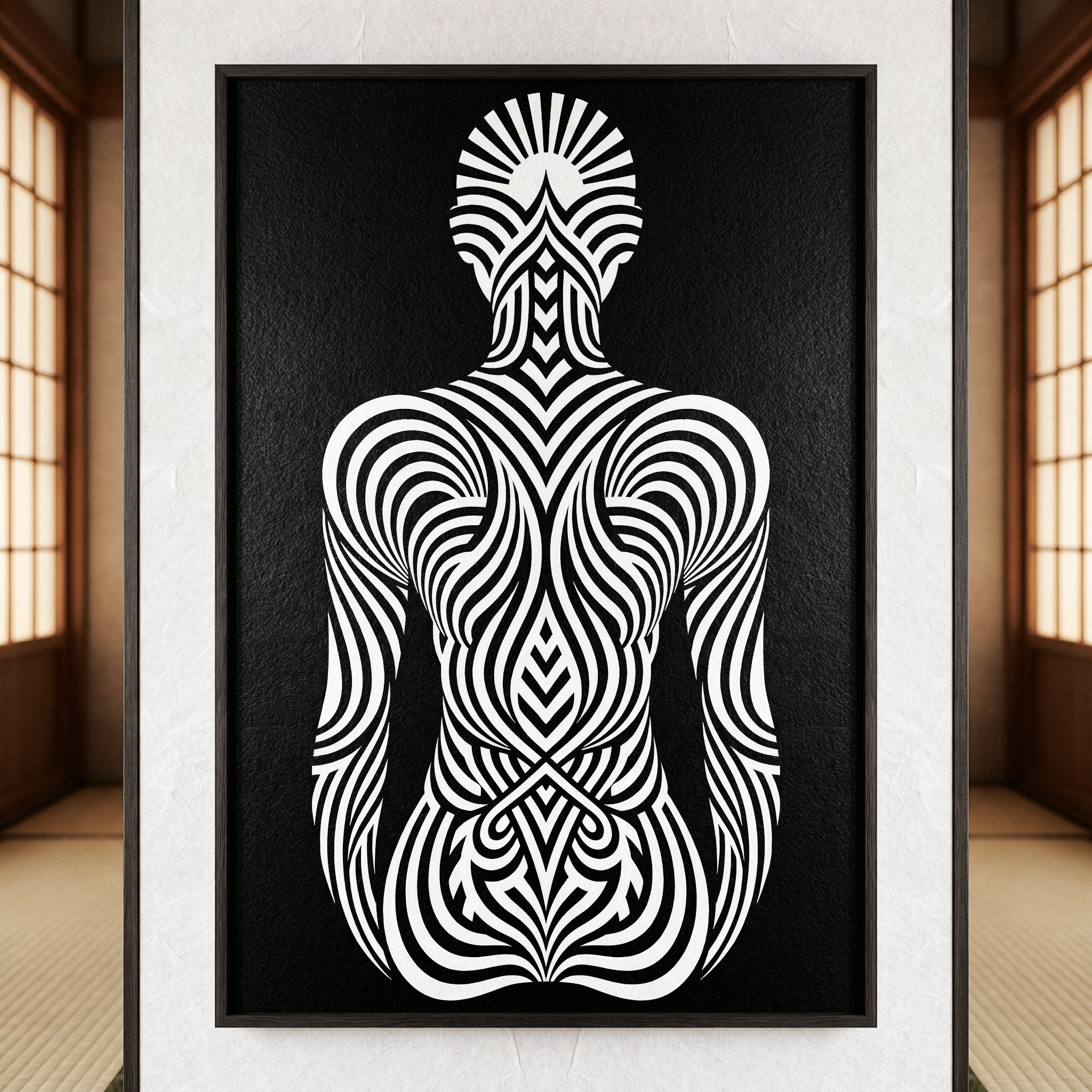 INVITATION | Minimalist Female Figure Op Art | B&W | 8K - 32K Prints