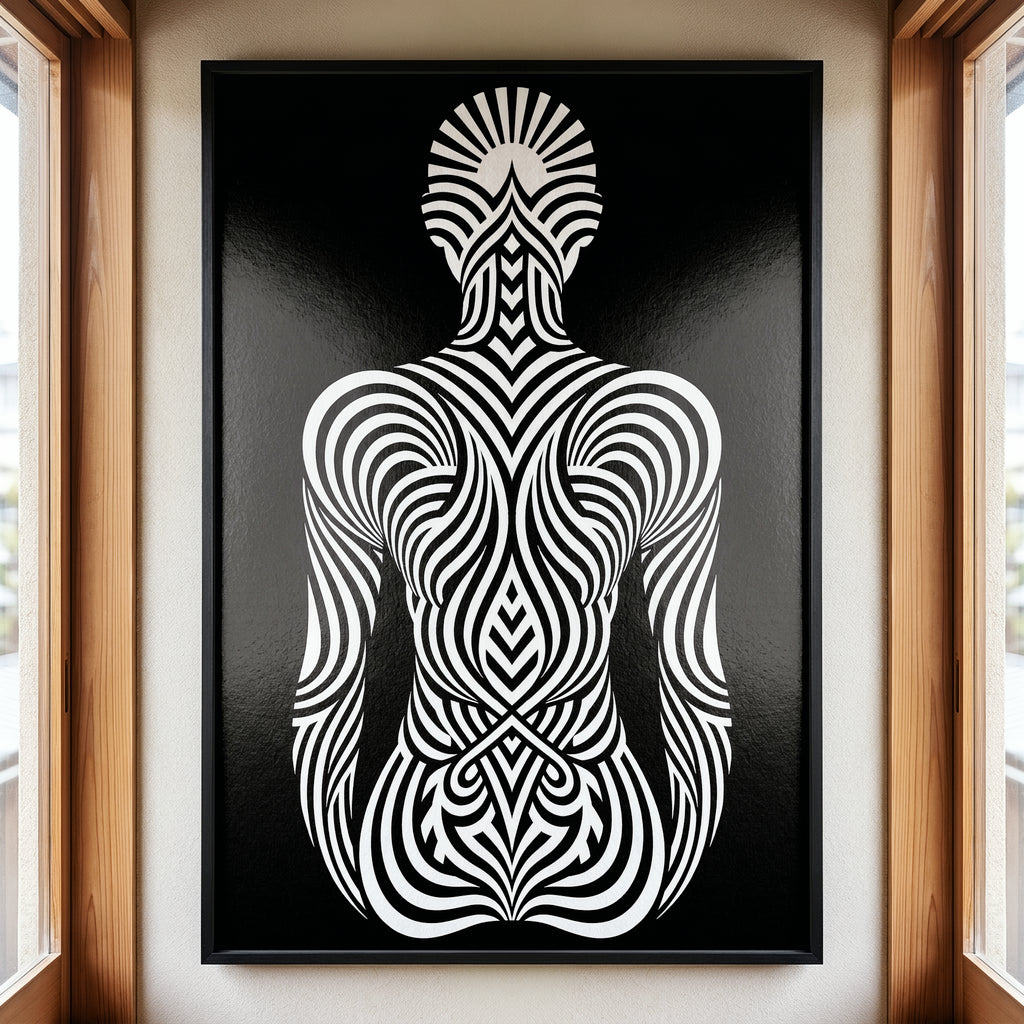 INVITATION | Minimalist Female Figure Op Art | B&W | 8K - 32K Prints