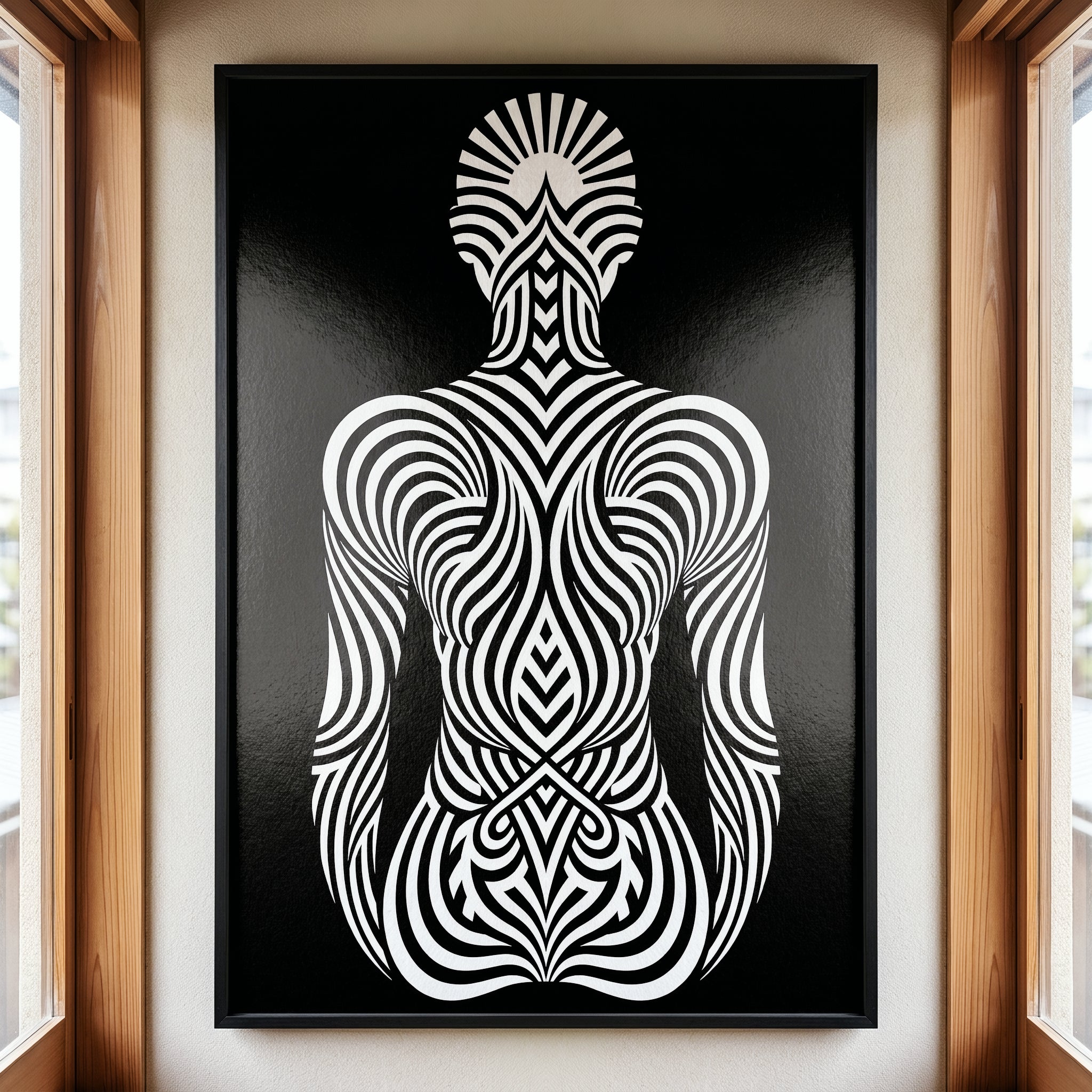 INVITATION | Minimalist Female Figure Op Art | B&W | 8K - 32K Prints