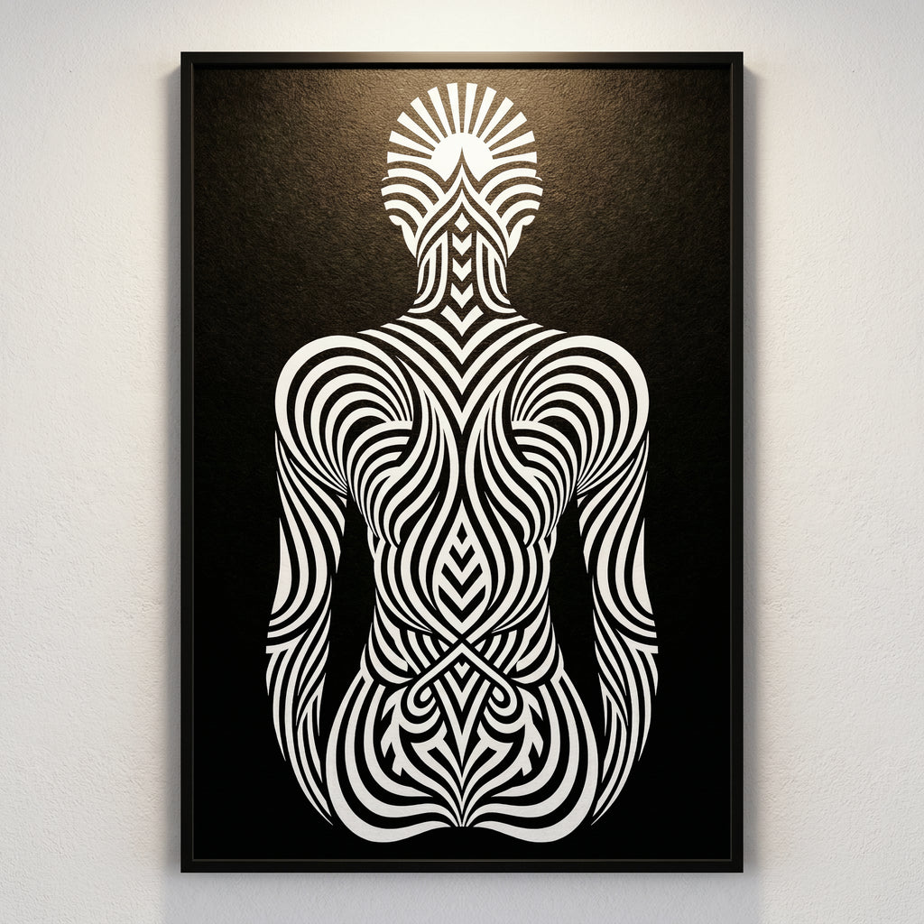 INVITATION | Minimalist Female Figure Op Art | B&W | 8K - 32K Prints