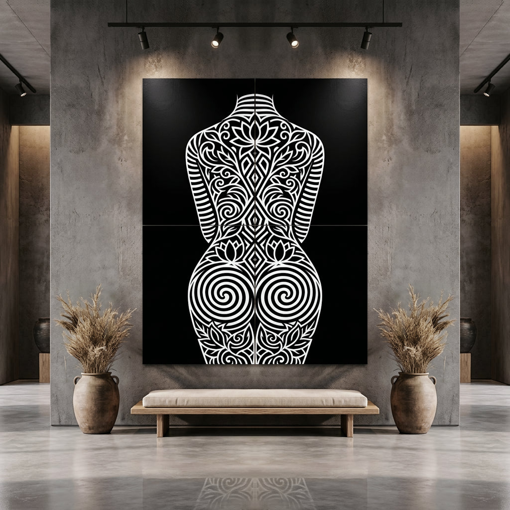 LOTUS | Modern Minimalist Abstract Op Art | B&W | 8K - 32K