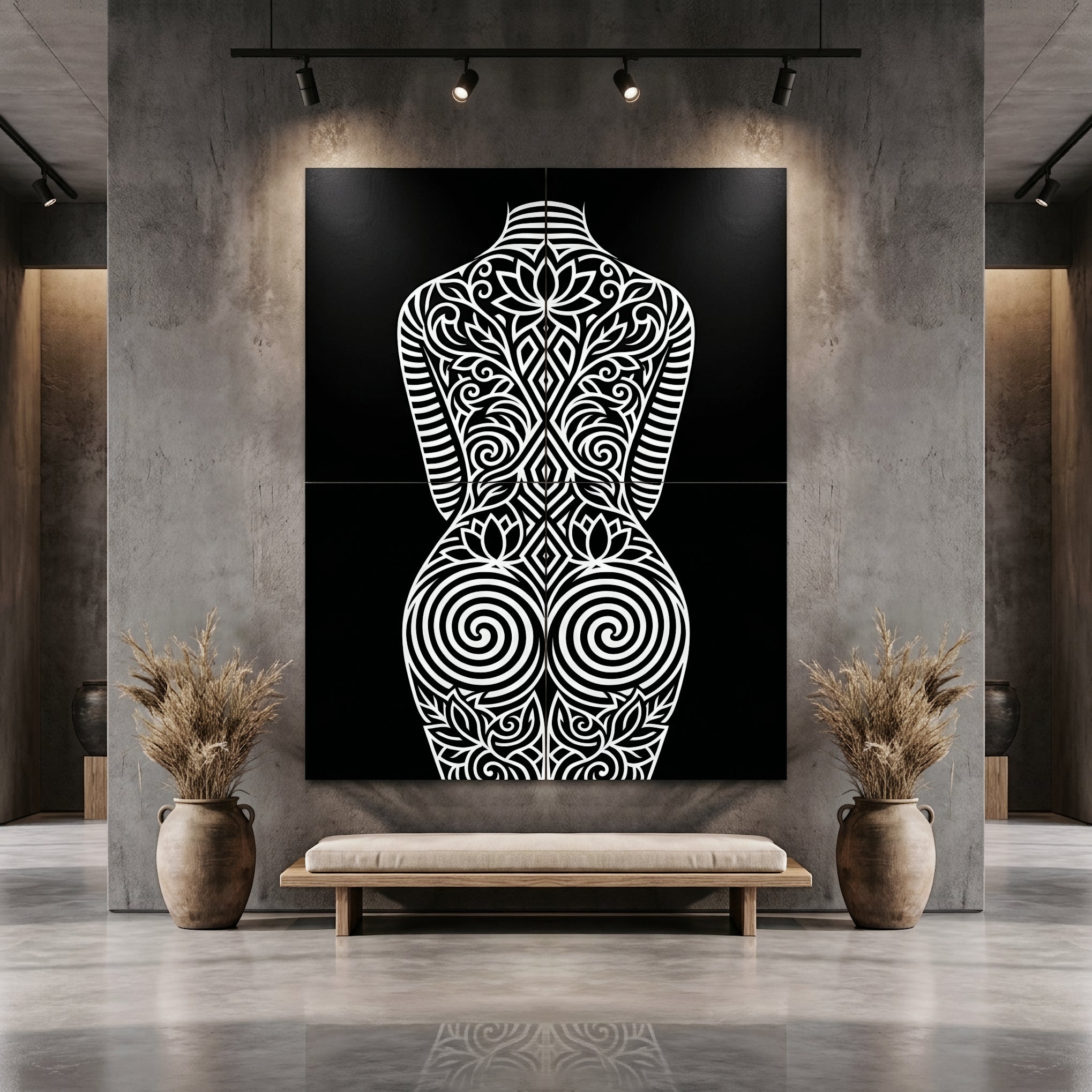 LOTUS | Modern Minimalist Abstract Op Art | B&W | 8K - 32K