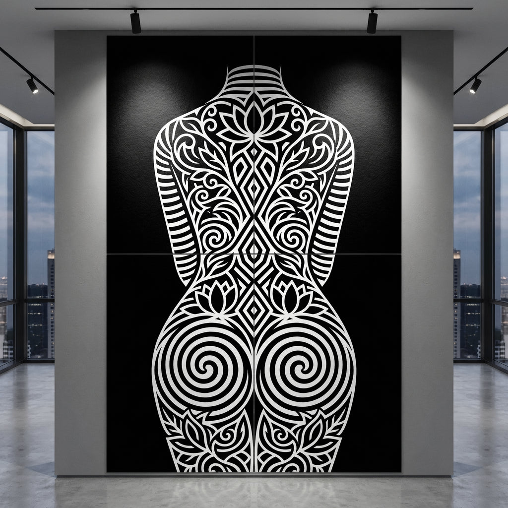 LOTUS | Modern Minimalist Abstract Op Art | B&W | 8K - 32K