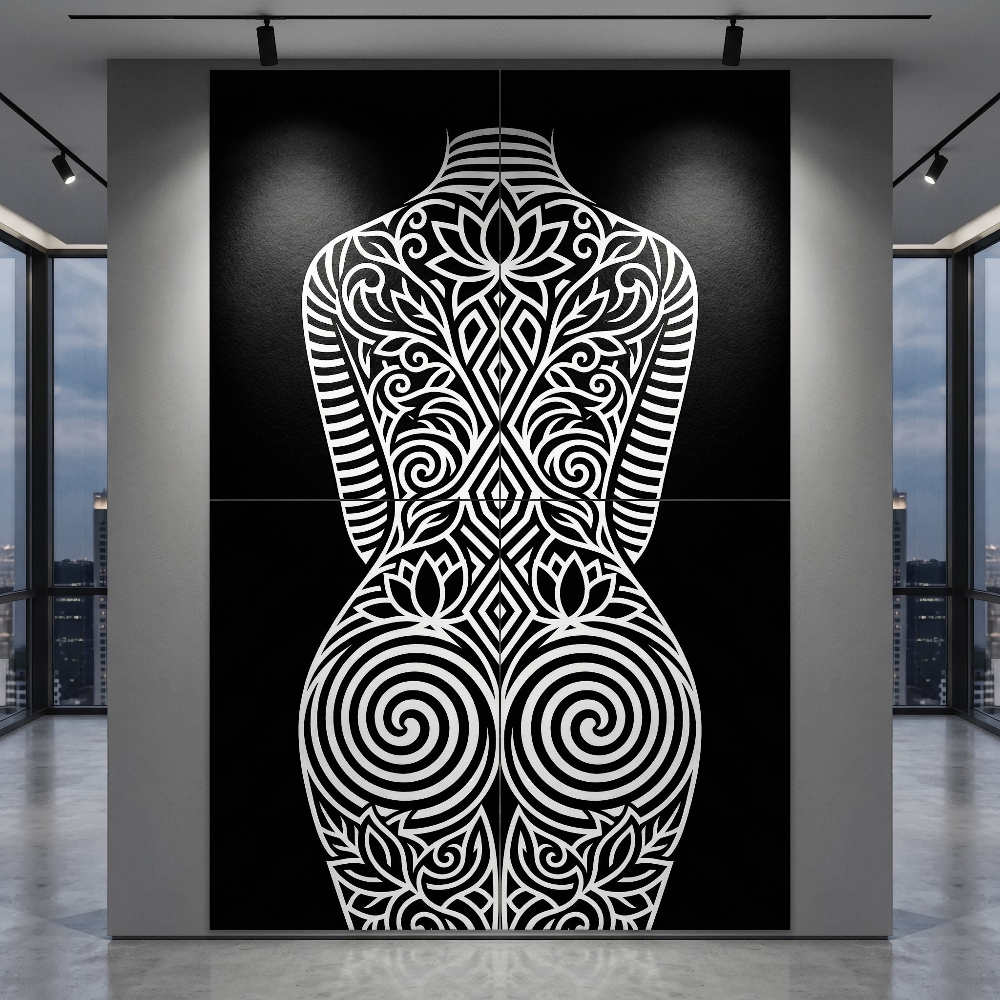 LOTUS | Modern Minimalist Abstract Op Art | B&W | 8K - 32K