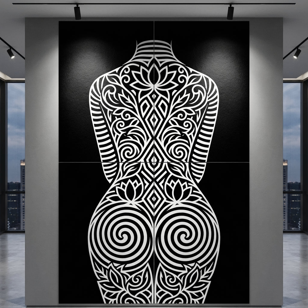 LOTUS | Modern Minimalist Abstract Op Art | B&W | 8K - 32K