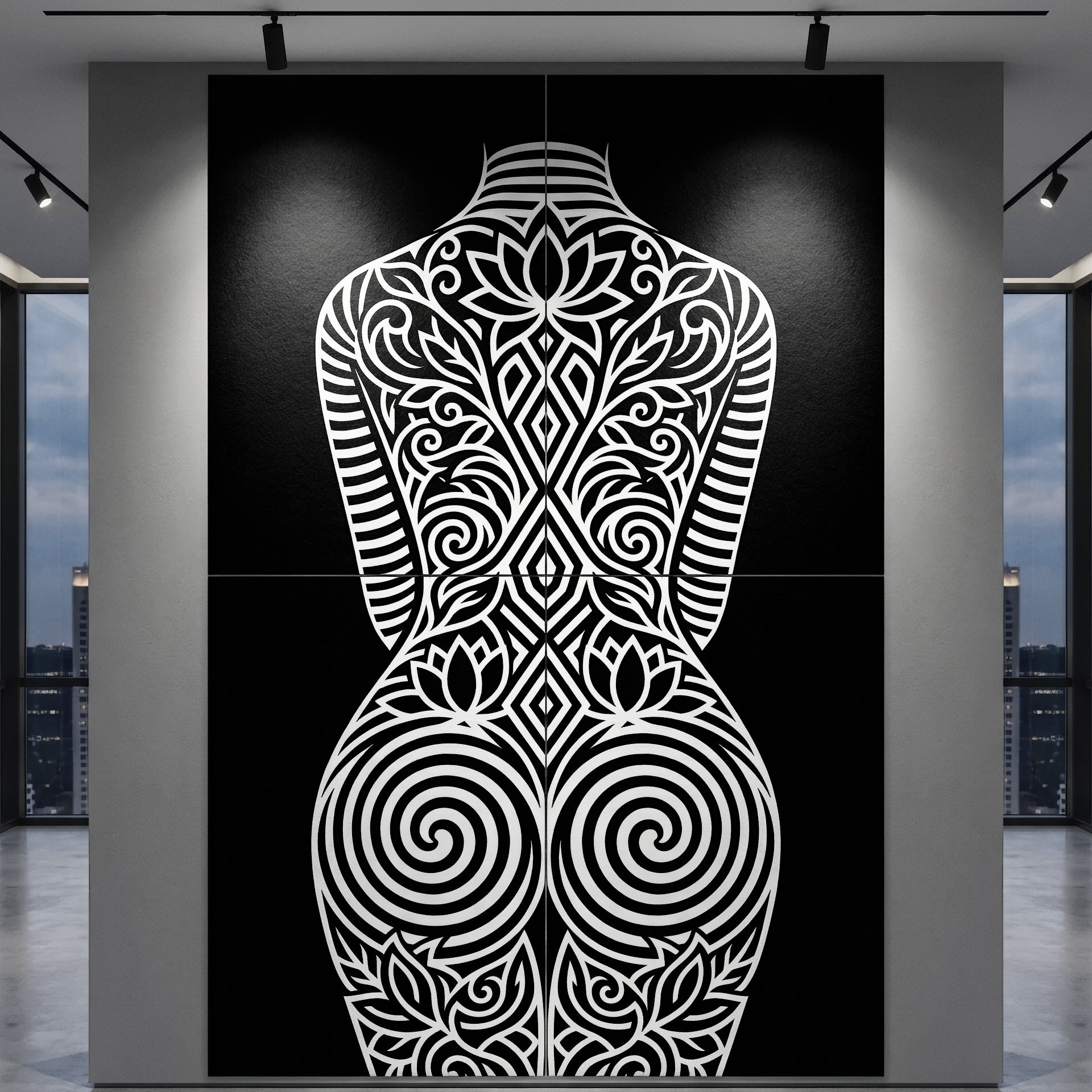 LOTUS | Modern Minimalist Abstract Op Art | B&W | 8K - 32K