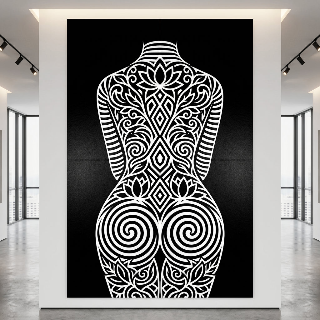 LOTUS | Modern Minimalist Abstract Op Art | B&W | 8K - 32K