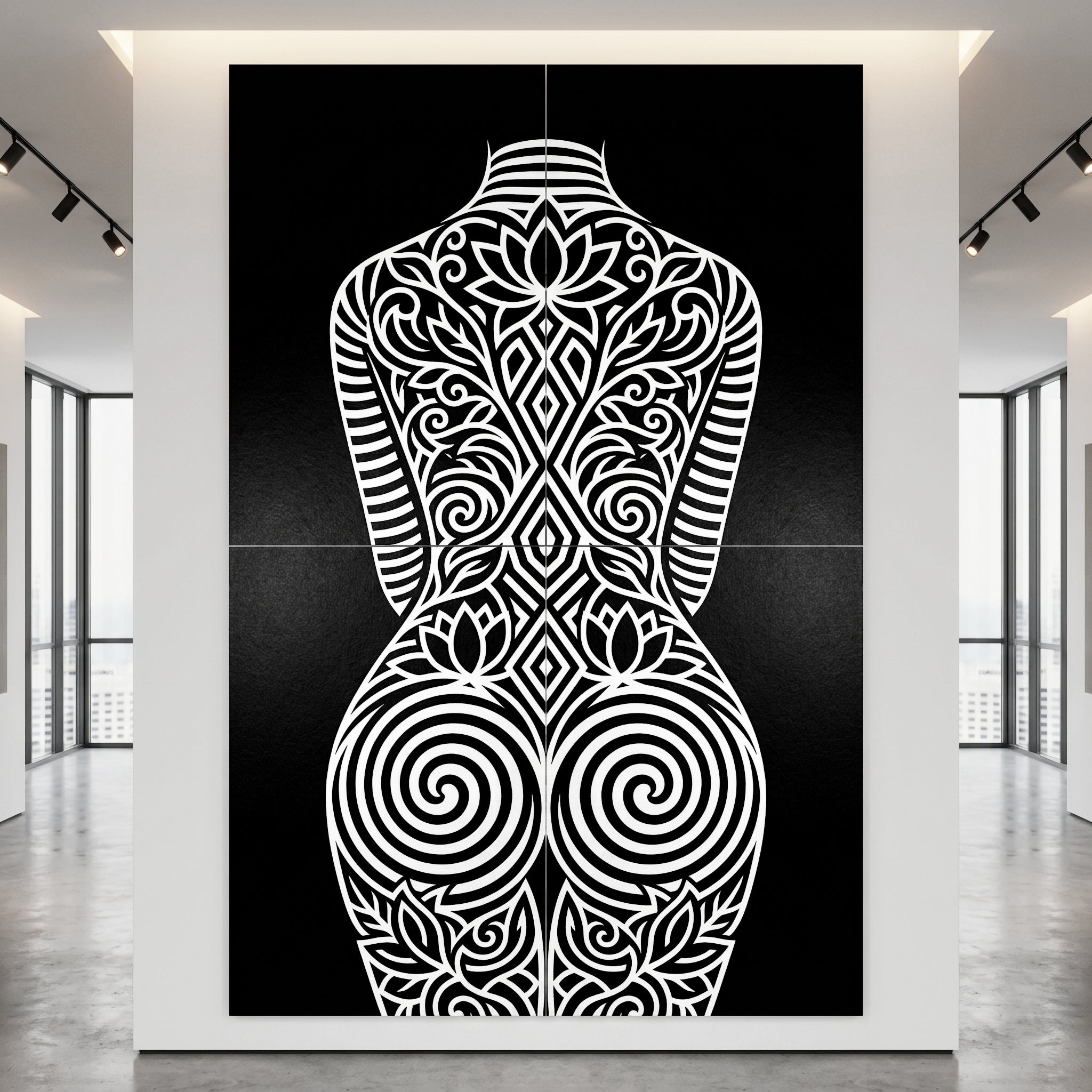 LOTUS | Modern Minimalist Abstract Op Art | B&W | 8K - 32K