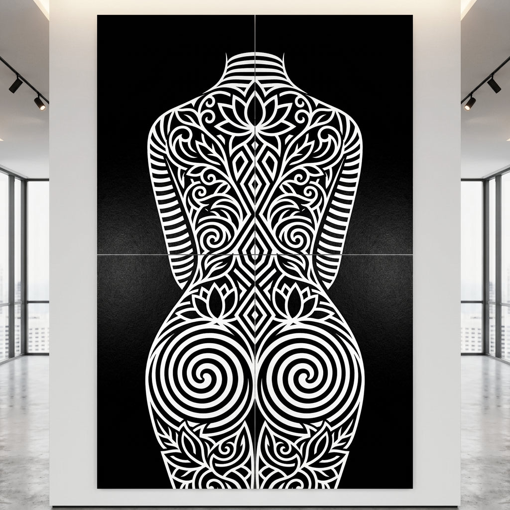 LOTUS | Modern Minimalist Abstract Op Art | B&W | 8K - 32K