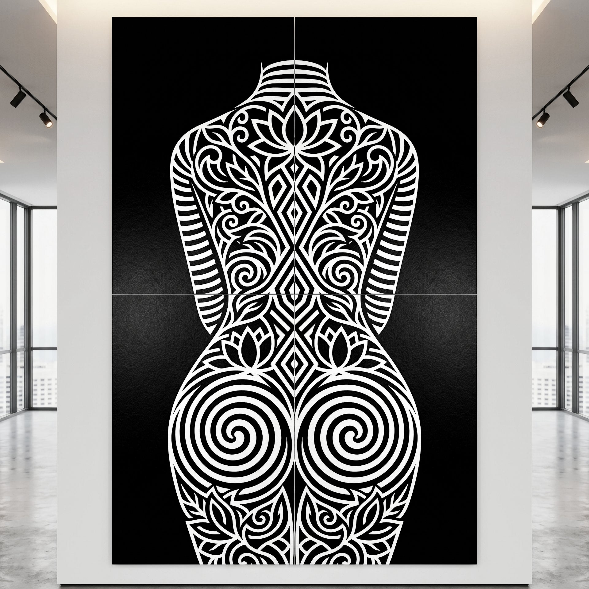 LOTUS | Modern Minimalist Abstract Op Art | B&W | 8K - 32K