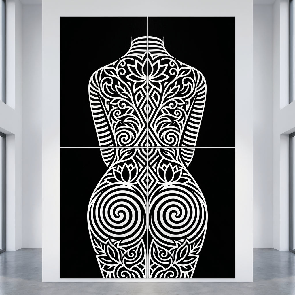 LOTUS | Minimalist Female Figure Botanical Wall Art | Luxury Multi-Print Op Art
