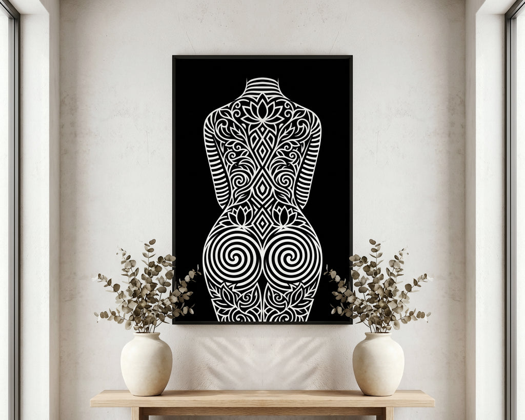 LOTUS | Modern Minimalist Abstract Op Art | B&W | 8K - 32K