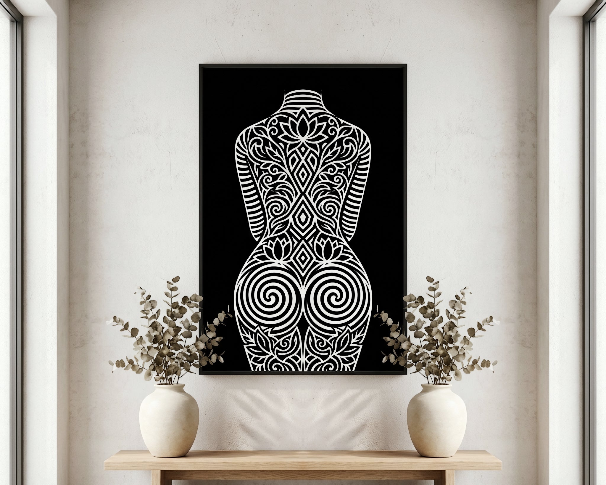 LOTUS | Modern Minimalist Abstract Op Art | B&W | 8K - 32K