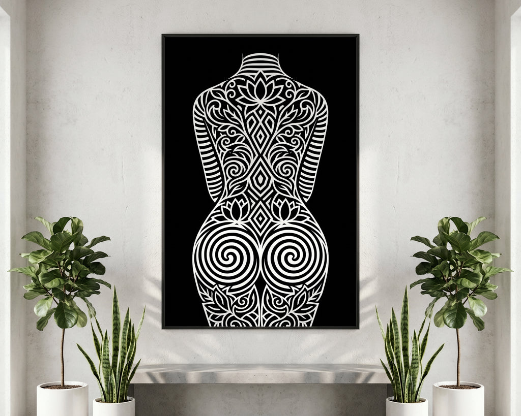 LOTUS | Modern Minimalist Abstract Op Art | B&W | 8K - 32K