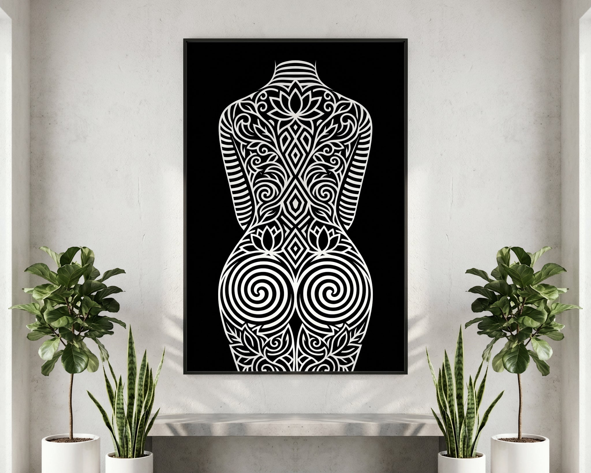 LOTUS | Modern Minimalist Abstract Op Art | B&W | 8K - 32K
