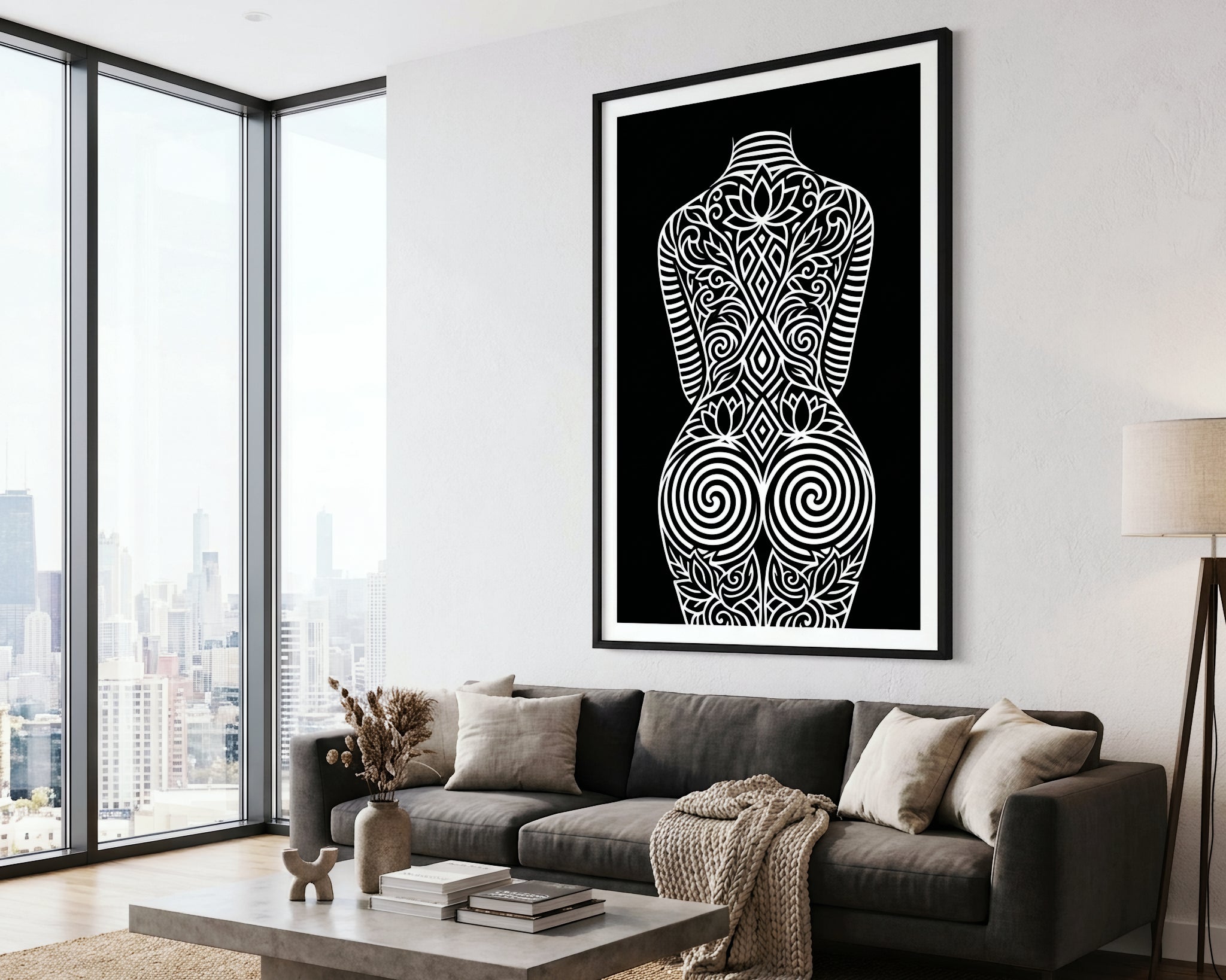 LOTUS | Minimalist Botanical Figurative Op Art | Luxury Wall Art Print