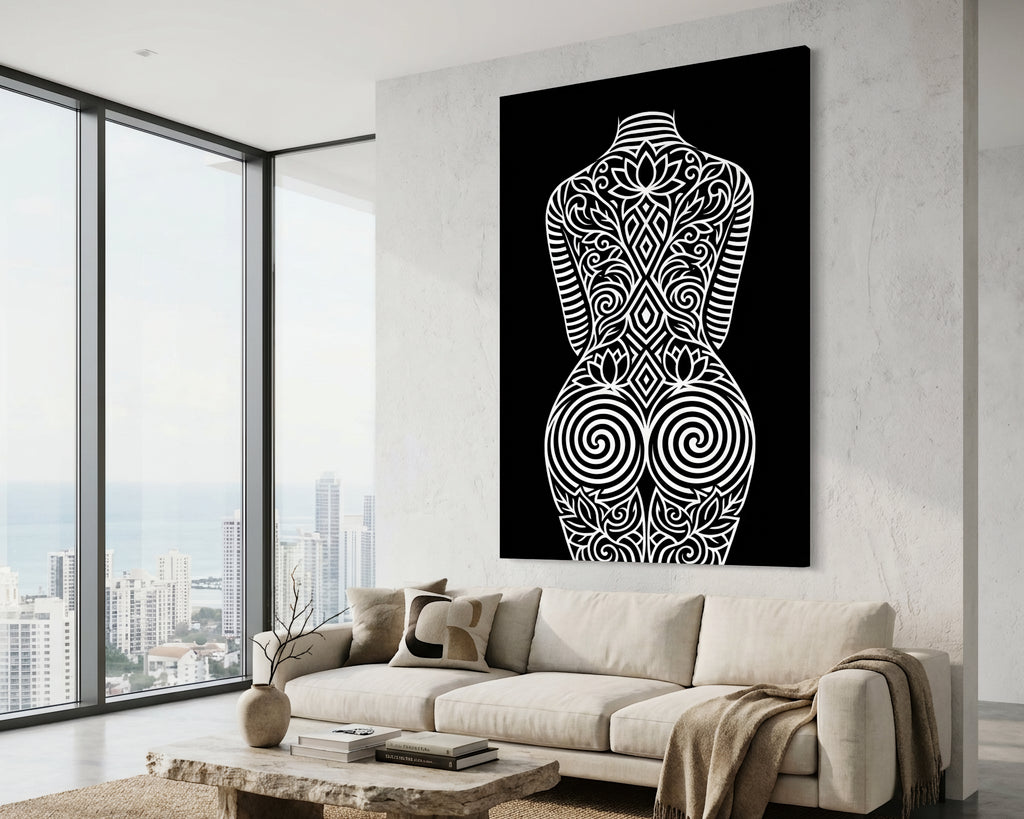 LOTUS | Modern Minimalist Abstract Op Art | B&W | 8K - 32K
