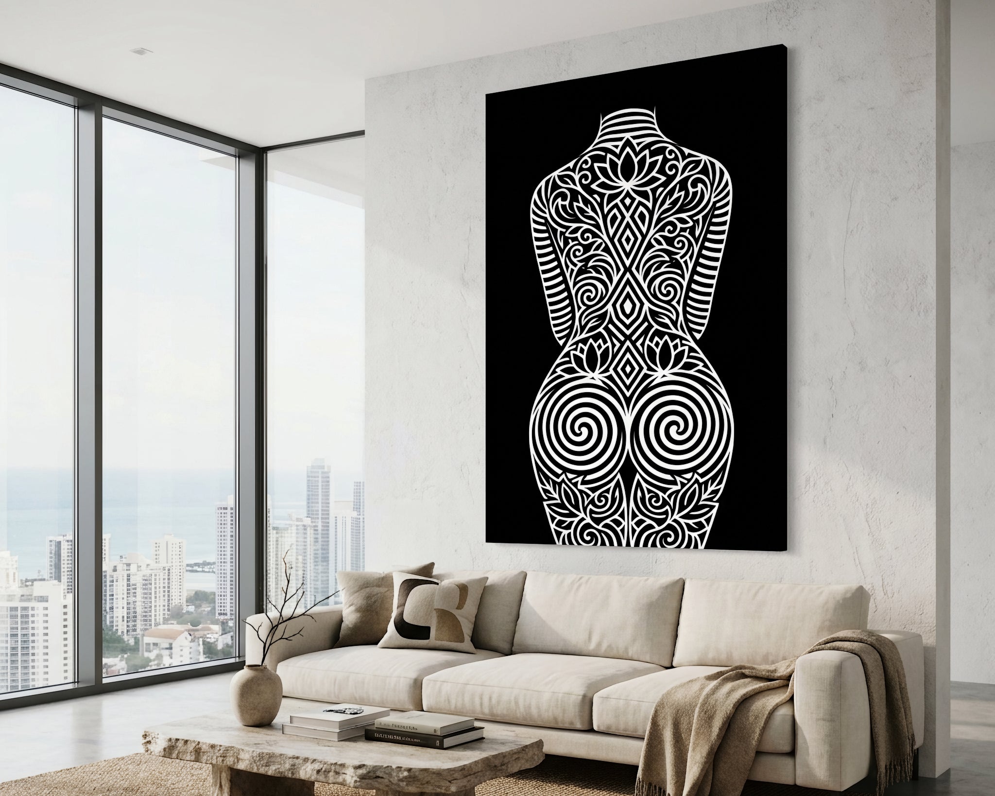 LOTUS | Modern Minimalist Abstract Op Art | B&W | 8K - 32K