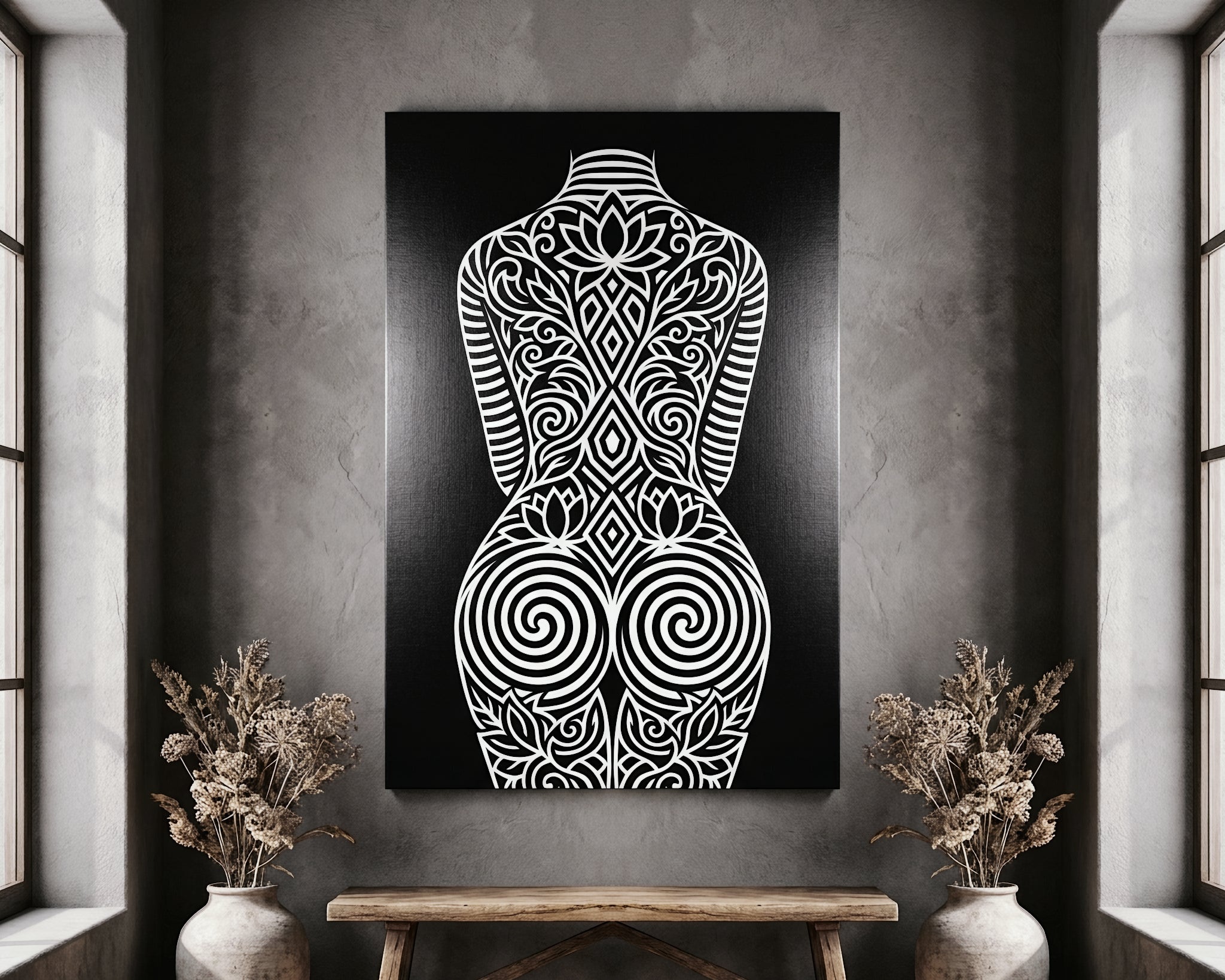 LOTUS | Modern Minimalist Abstract Op Art | B&W | 8K - 32K