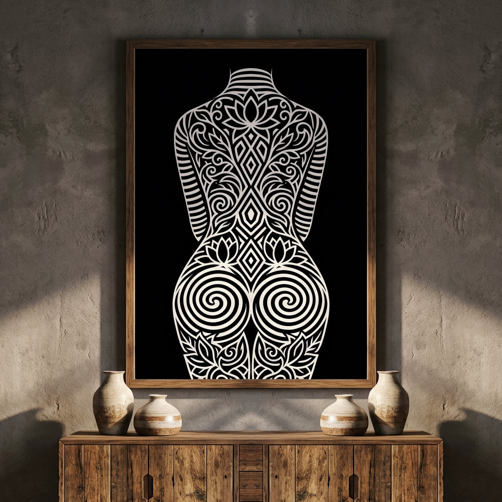 LOTUS | Modern Minimalist Abstract Op Art | B&W | 8K - 32K