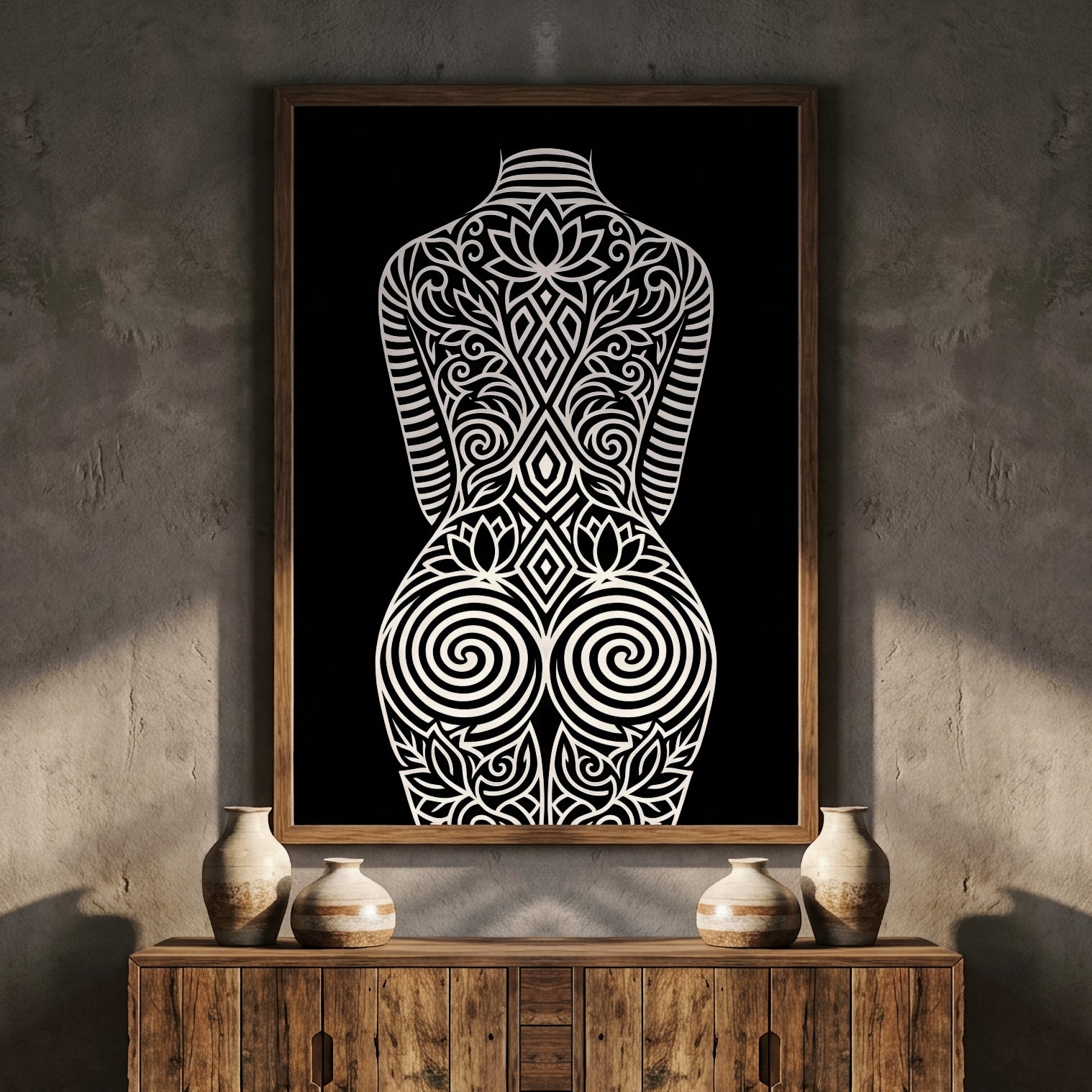 LOTUS | Modern Minimalist Abstract Op Art | B&W | 8K - 32K