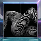 LOUNGE | Reclining Minimalist Female Silhouette Op Art | Luxury Multi-Print Wall Art | 1-Of-1