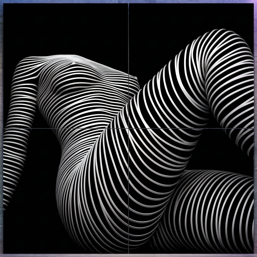 LOUNGE | Reclining Minimalist Female Silhouette Op Art | Luxury Multi-Print Wall Art | 1-Of-1