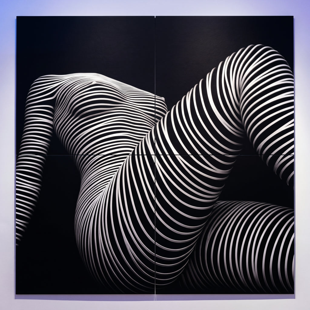 LOUNGE | Reclining Minimalist Female Silhouette Op Art | Luxury Multi-Print Wall Art | 1-Of-1