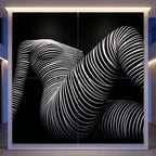 LOUNGE | Reclining Minimalist Female Silhouette Op Art | Luxury Multi-Print Wall Art | 1-Of-1