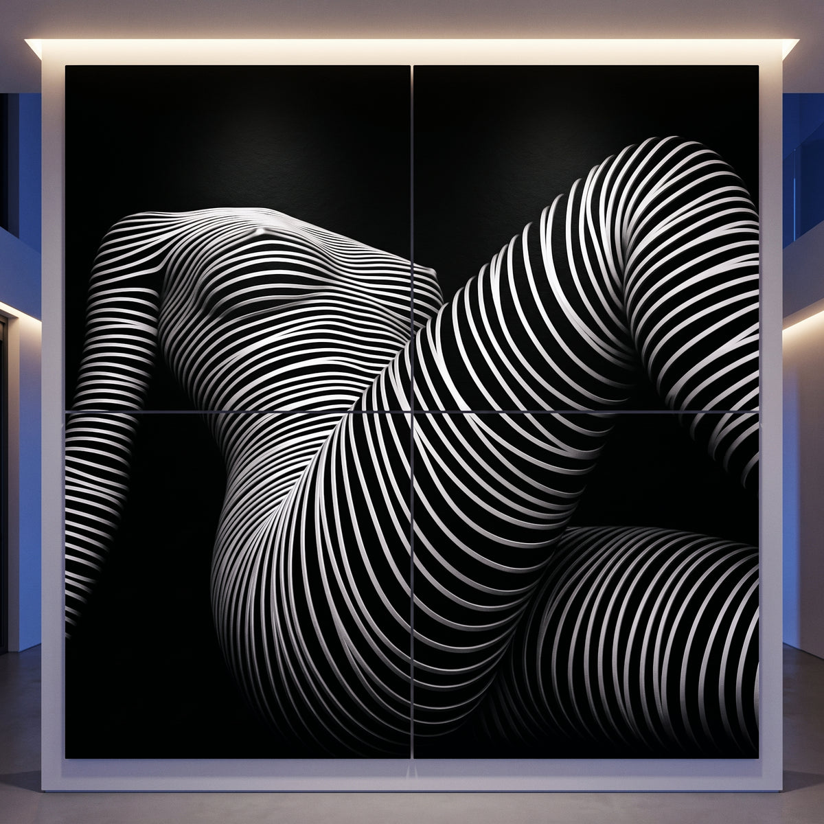 LOUNGE | Reclining Minimalist Female Silhouette Op Art | Luxury Multi-Print Wall Art | 1-Of-1