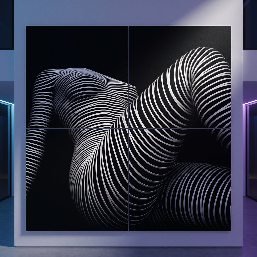 LOUNGE | Reclining Minimalist Female Silhouette Op Art | Luxury Multi-Print Wall Art | 1-Of-1