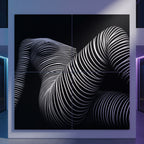 LOUNGE | Reclining Minimalist Female Silhouette Op Art | Luxury Multi-Print Wall Art | 1-Of-1