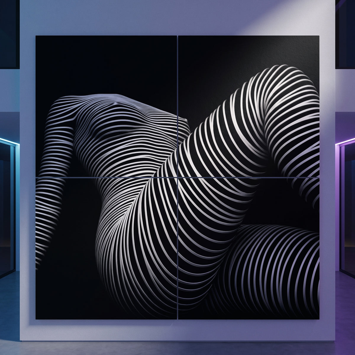 LOUNGE | Reclining Minimalist Female Silhouette Op Art | Luxury Multi-Print Wall Art | 1-Of-1