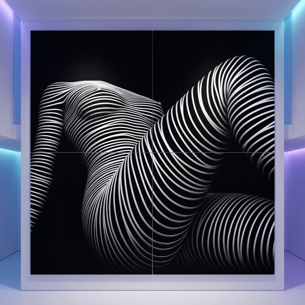 LOUNGE | Reclining Minimalist Female Silhouette Op Art | Luxury Multi-Print Wall Art | 1-Of-1
